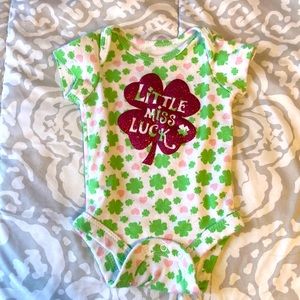 Newborn size “Little Miss Luck” onesie
